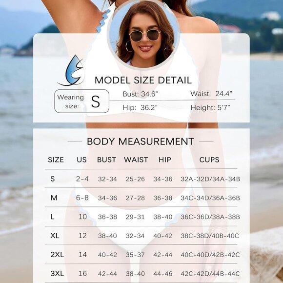 Bikini Sets for Women Cheeky Thong Swimsuit Triangle Halter 2 Piece Bathing Suit - Picture 6 of 9